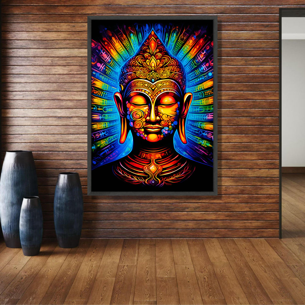 Vibrant Buddha Canvas Wall Art, Colorful Spiritual Meditation Decor, Mystical Asian Inspired Canvas, wall decoration, canvas print, wall art