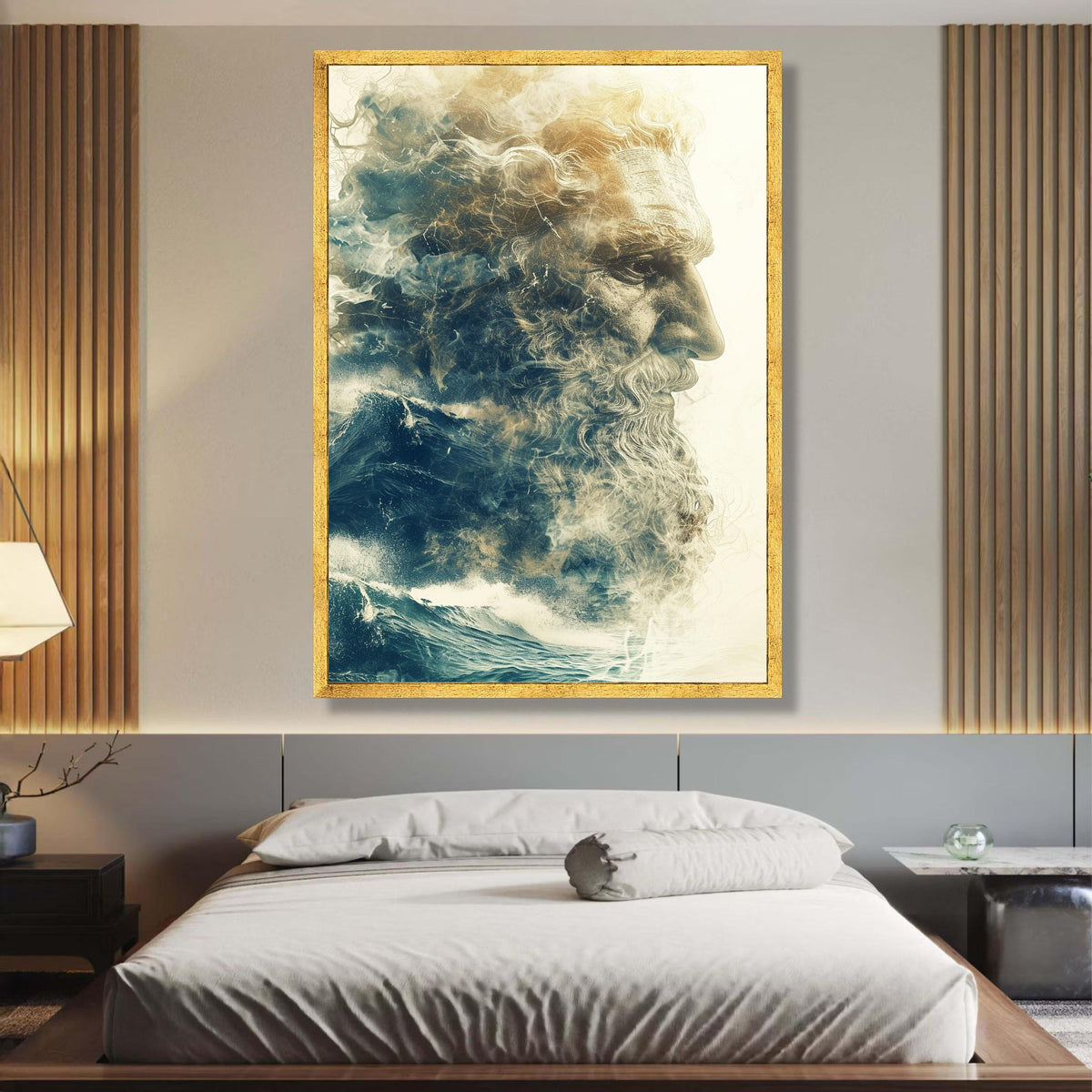Poseidon God of the Sea Canvas, Mythology Wall Art, Ocean Waves Decor, Powerful Male Portrait wall decoration, canvas print, wall art
