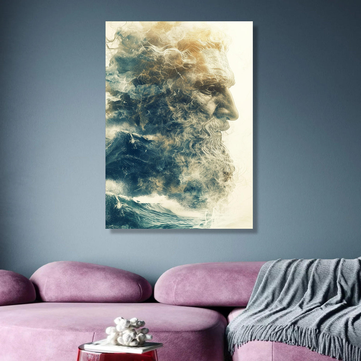 Poseidon God of the Sea Canvas, Mythology Wall Art, Ocean Waves Decor, Powerful Male Portrait wall decoration, canvas print, wall art