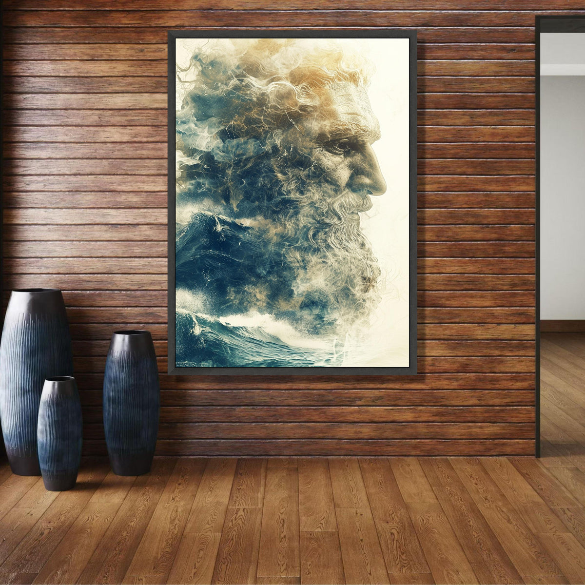 Poseidon God of the Sea Canvas, Mythology Wall Art, Ocean Waves Decor, Powerful Male Portrait wall decoration, canvas print, wall art