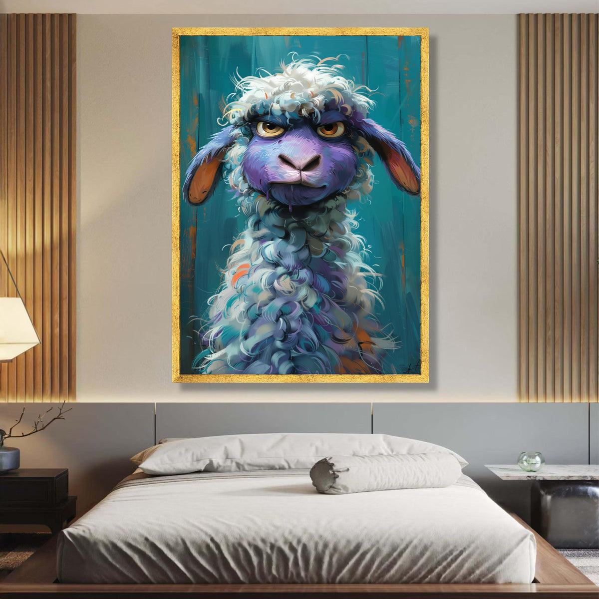 Vibrant Colorful Sheep Portrait Canvas, Modern Animal Wall Art, Whimsical Farmhouse Decor, wall decoration, canvas print, wall art