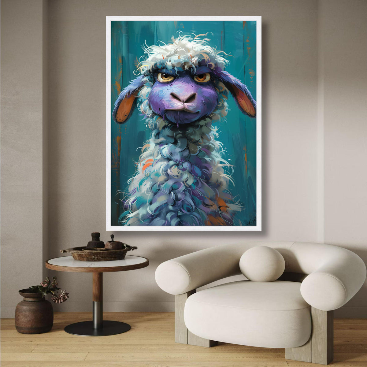 Vibrant Colorful Sheep Portrait Canvas, Modern Animal Wall Art, Whimsical Farmhouse Decor, wall decoration, canvas print, wall art
