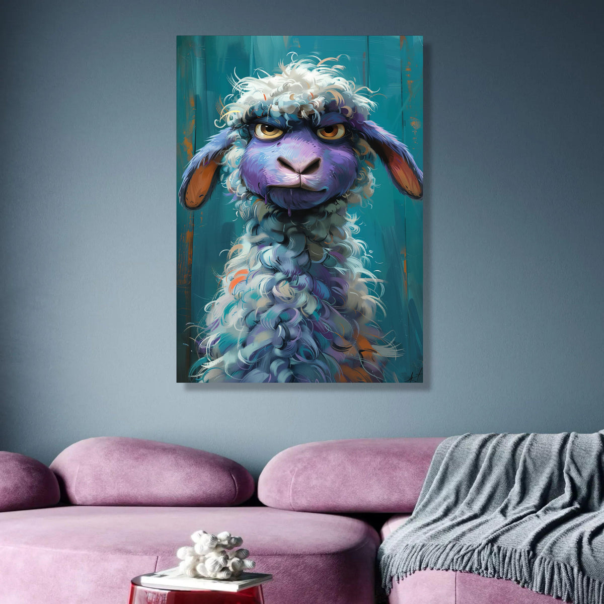 Vibrant Colorful Sheep Portrait Canvas, Modern Animal Wall Art, Whimsical Farmhouse Decor, wall decoration, canvas print, wall art