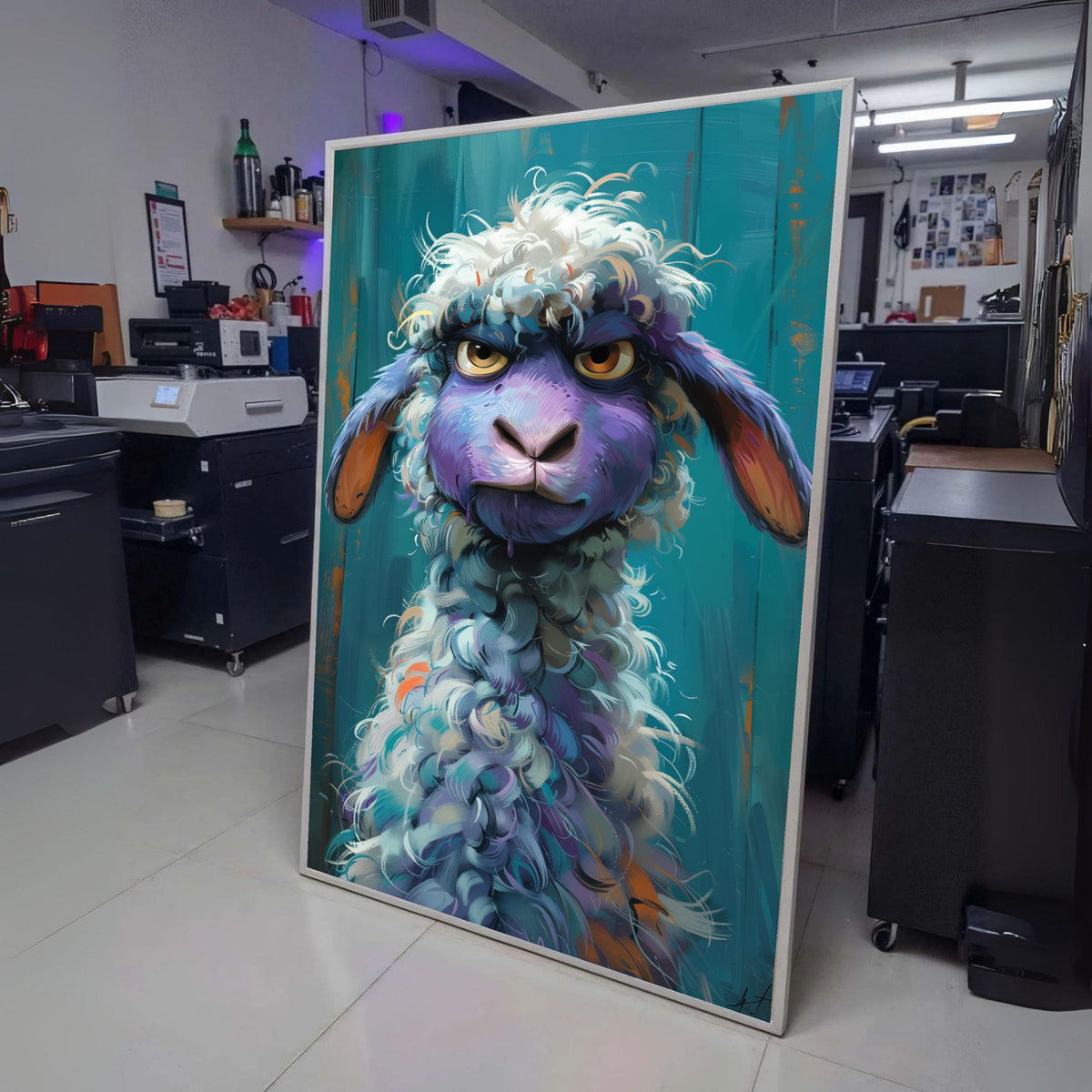 Vibrant Colorful Sheep Portrait Canvas, Modern Animal Wall Art, Whimsical Farmhouse Decor, wall decoration, canvas print, wall art