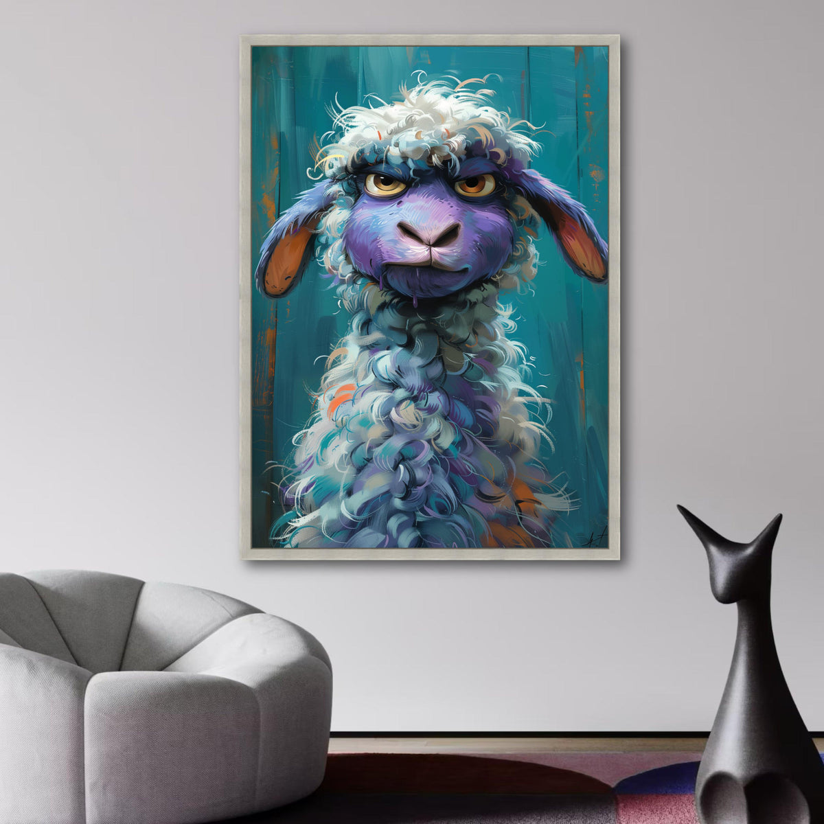 Vibrant Colorful Sheep Portrait Canvas, Modern Animal Wall Art, Whimsical Farmhouse Decor, wall decoration, canvas print, wall art