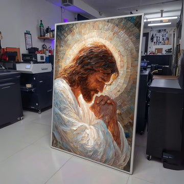 Prayerful Jesus Portrait Canvas, Religious Wall Art, Christian Decor, Spiritual Painting Canvas, wall decoration, canvas print, wall art