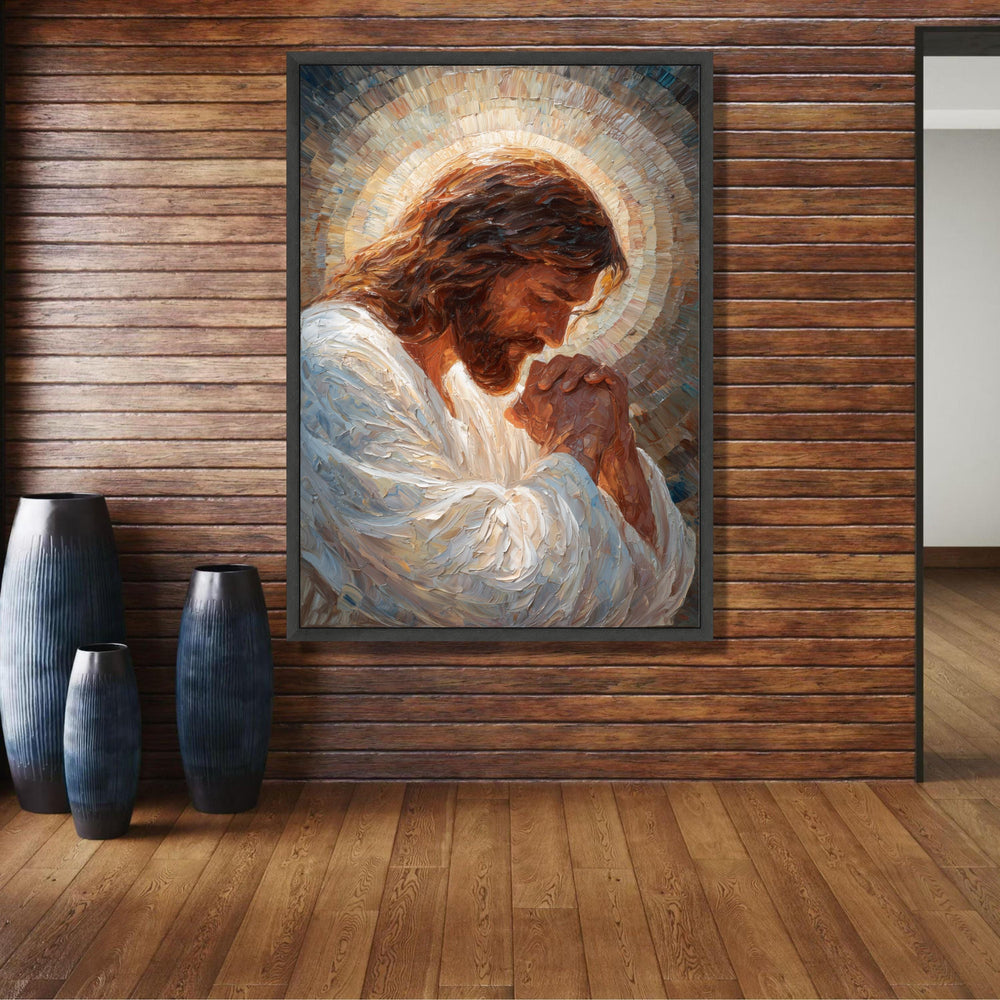 Prayerful Jesus Portrait Canvas, Religious Wall Art, Christian Decor, Spiritual Painting Canvas, wall decoration, canvas print, wall art