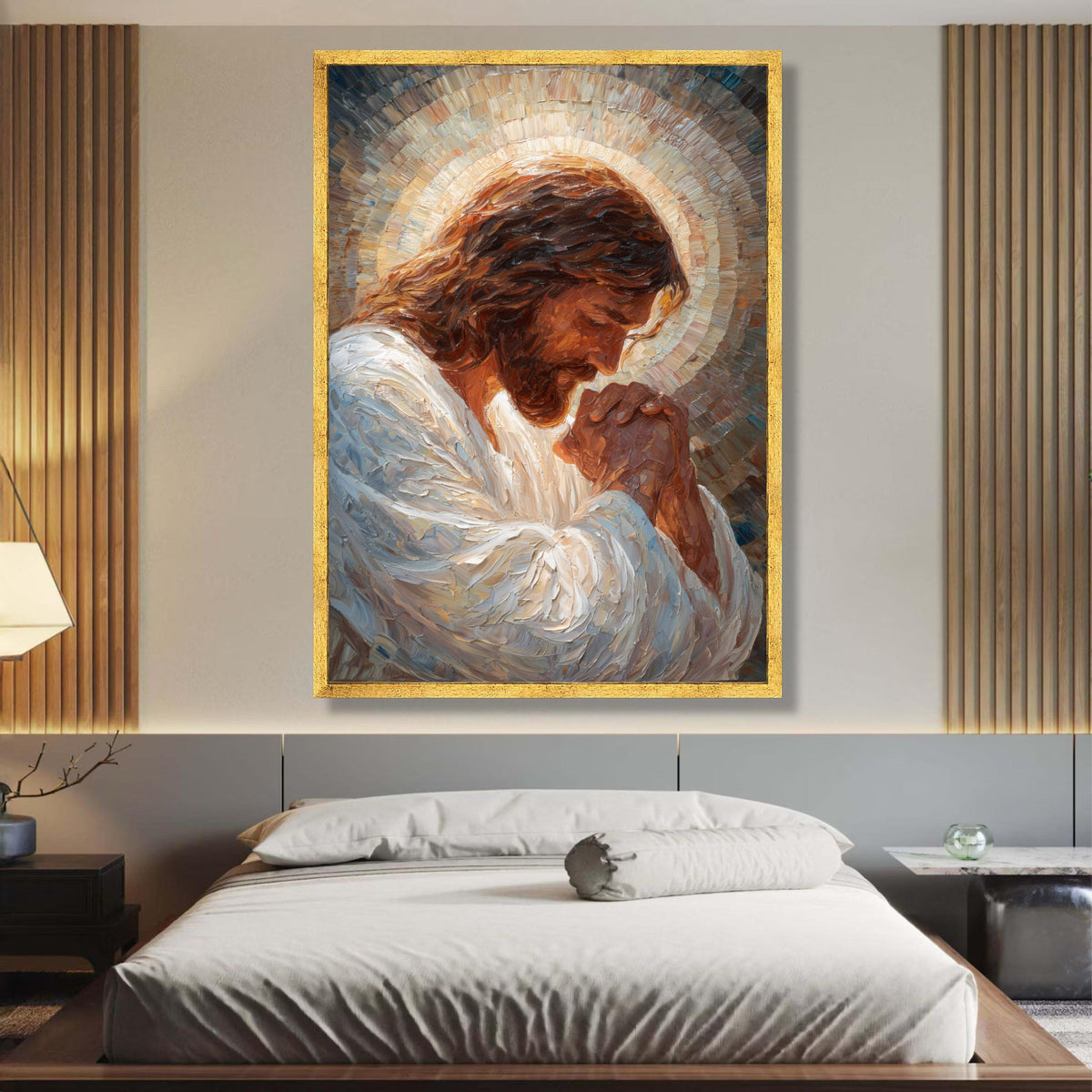 Prayerful Jesus Portrait Canvas, Religious Wall Art, Christian Decor, Spiritual Painting Canvas, wall decoration, canvas print, wall art