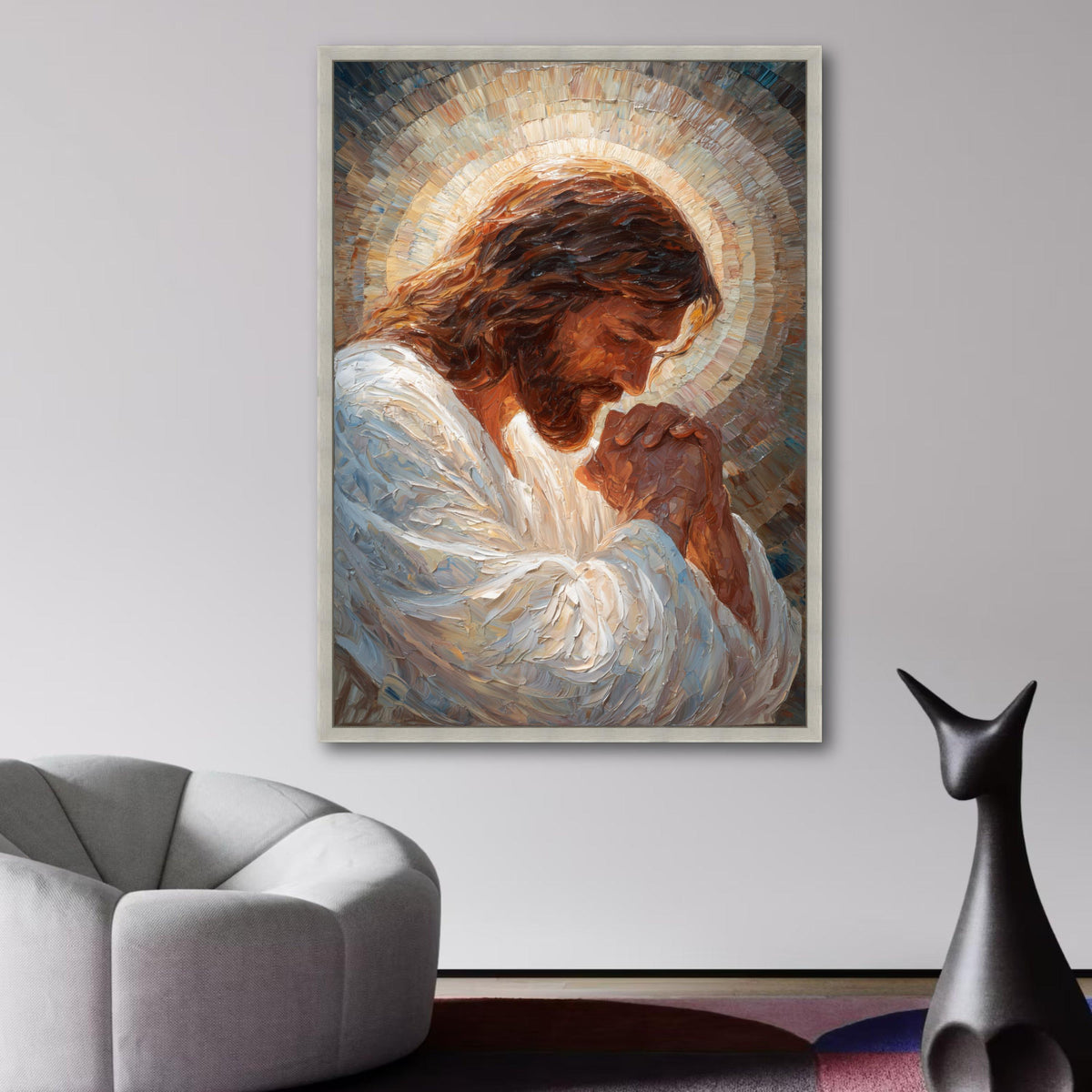 Prayerful Jesus Portrait Canvas, Religious Wall Art, Christian Decor, Spiritual Painting Canvas, wall decoration, canvas print, wall art