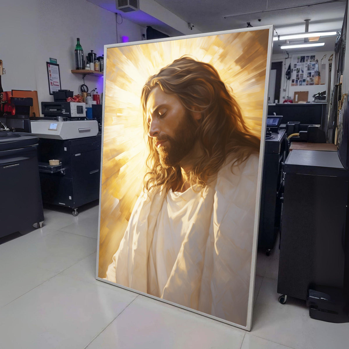 Peaceful Jesus Portrait Canvas, Religious Wall Art, Spiritual Christian Decor, Radiant Light wall decoration, canvas print, wall art