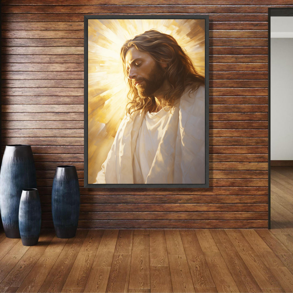 Peaceful Jesus Portrait Canvas, Religious Wall Art, Spiritual Christian Decor, Radiant Light wall decoration, canvas print, wall art