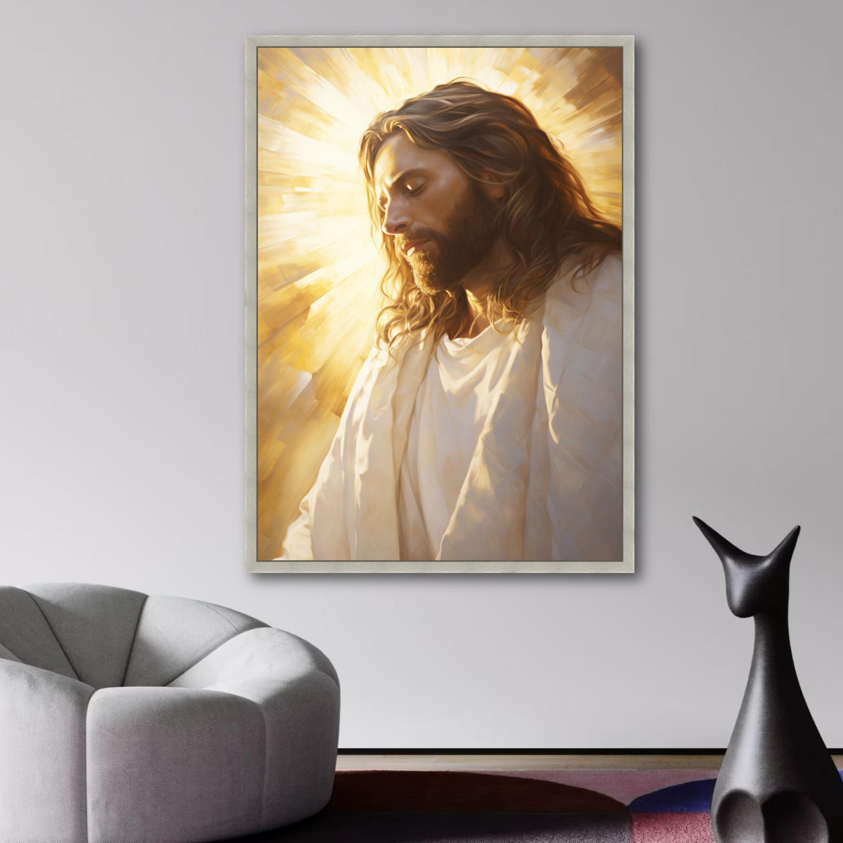 Peaceful Jesus Portrait Canvas, Religious Wall Art, Spiritual Christian Decor, Radiant Light wall decoration, canvas print, wall art