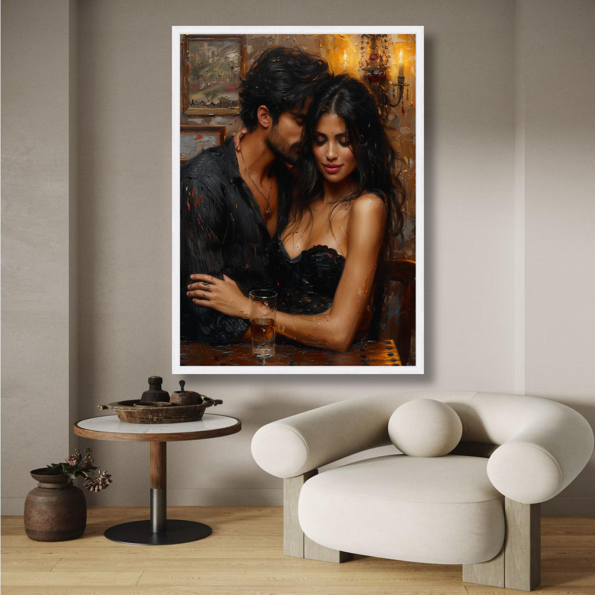 Romantic Couple Embrace, Intimate Love Scene Canvas, Sensual Wall Art, Modern Relationship Decor, wall decoration, canvas print, wall art