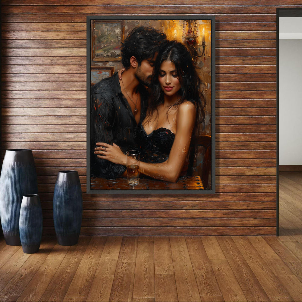 Romantic Couple Embrace, Intimate Love Scene Canvas, Sensual Wall Art, Modern Relationship Decor, wall decoration, canvas print, wall art