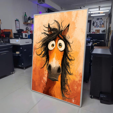 Whimsical Funny Horse Portrait Canvas, Playful Animal Wall Art, Quirky Farm Animal Decor, Colorful wall decoration, canvas print, wall art