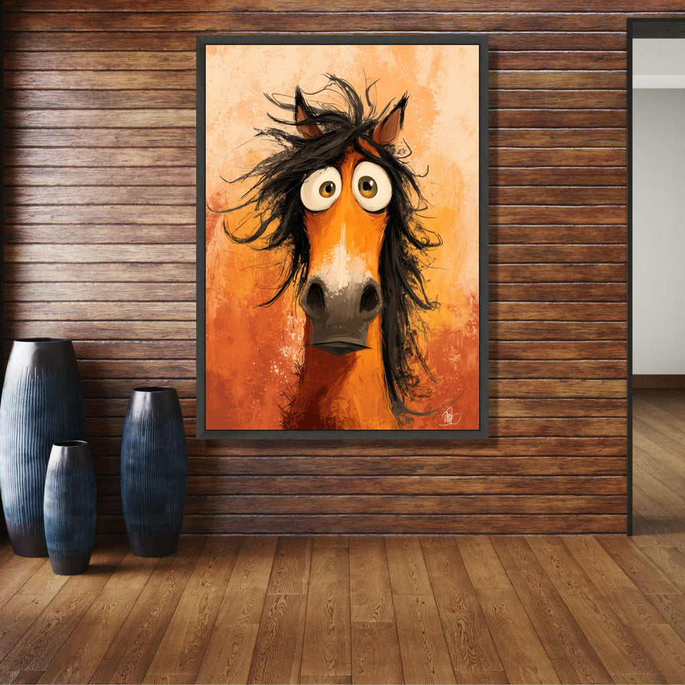 Whimsical Funny Horse Portrait Canvas, Playful Animal Wall Art, Quirky Farm Animal Decor, Colorful wall decoration, canvas print, wall art