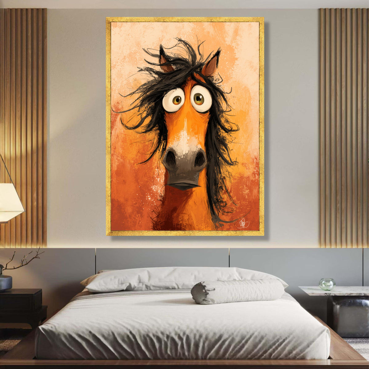 Whimsical Funny Horse Portrait Canvas, Playful Animal Wall Art, Quirky Farm Animal Decor, Colorful wall decoration, canvas print, wall art