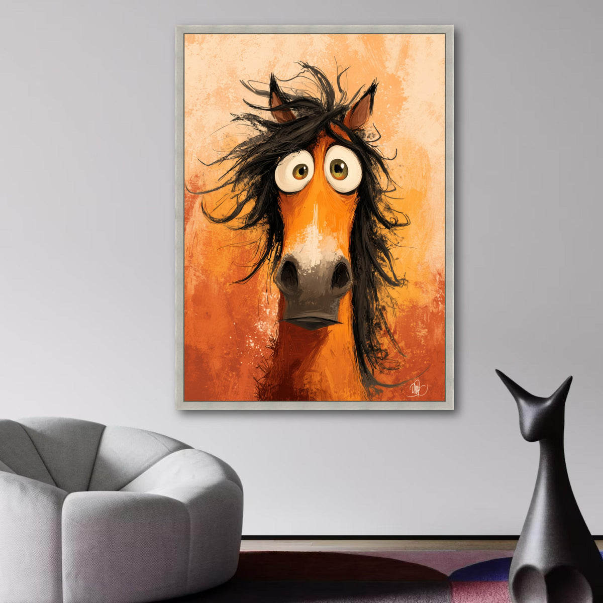 Whimsical Funny Horse Portrait Canvas, Playful Animal Wall Art, Quirky Farm Animal Decor, Colorful wall decoration, canvas print, wall art