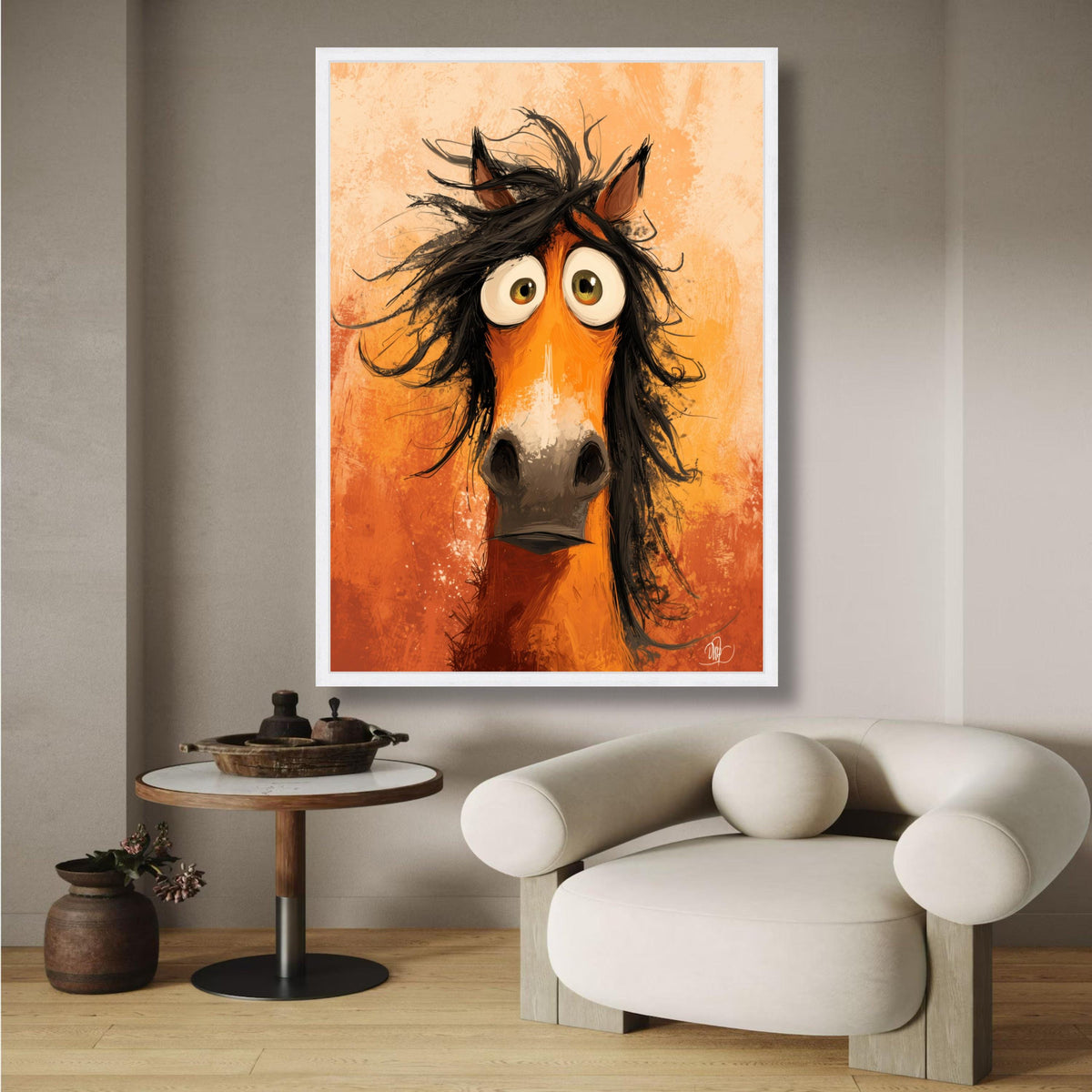 Whimsical Funny Horse Portrait Canvas, Playful Animal Wall Art, Quirky Farm Animal Decor, Colorful wall decoration, canvas print, wall art