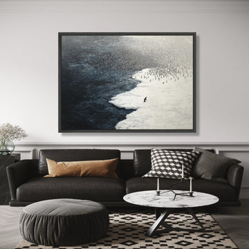 Polar Penguin Colony Canvas, Arctic Ice Scene Wall Art, Wildlife Nature Canvas, Minimalist Animal wall decoration, canvas print, wall art