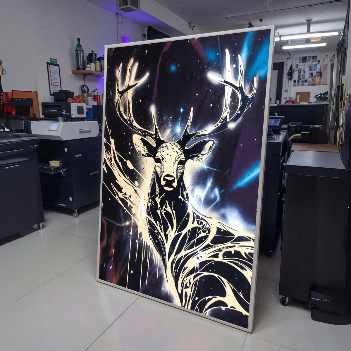 Majestic Deer Silhouette Canvas Wall Art, Abstract Antlers Design, Modern Wildlife Home Decor, wall decoration, canvas print, wall art