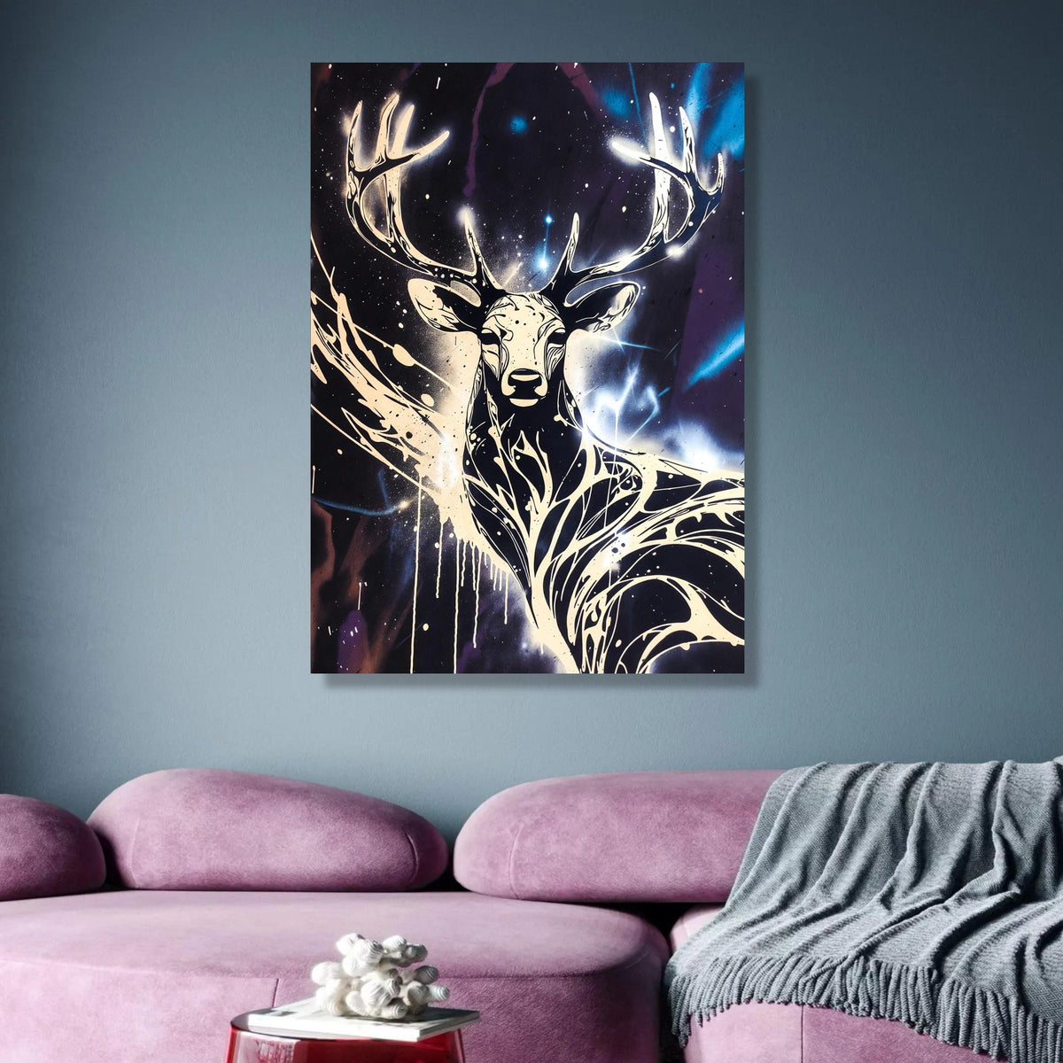 Majestic Deer Silhouette Canvas Wall Art, Abstract Antlers Design, Modern Wildlife Home Decor, wall decoration, canvas print, wall art
