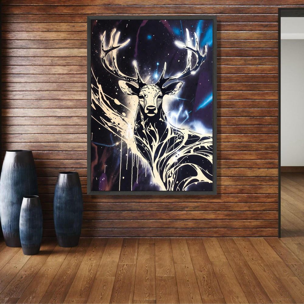 Majestic Deer Silhouette Canvas Wall Art, Abstract Antlers Design, Modern Wildlife Home Decor, wall decoration, canvas print, wall art