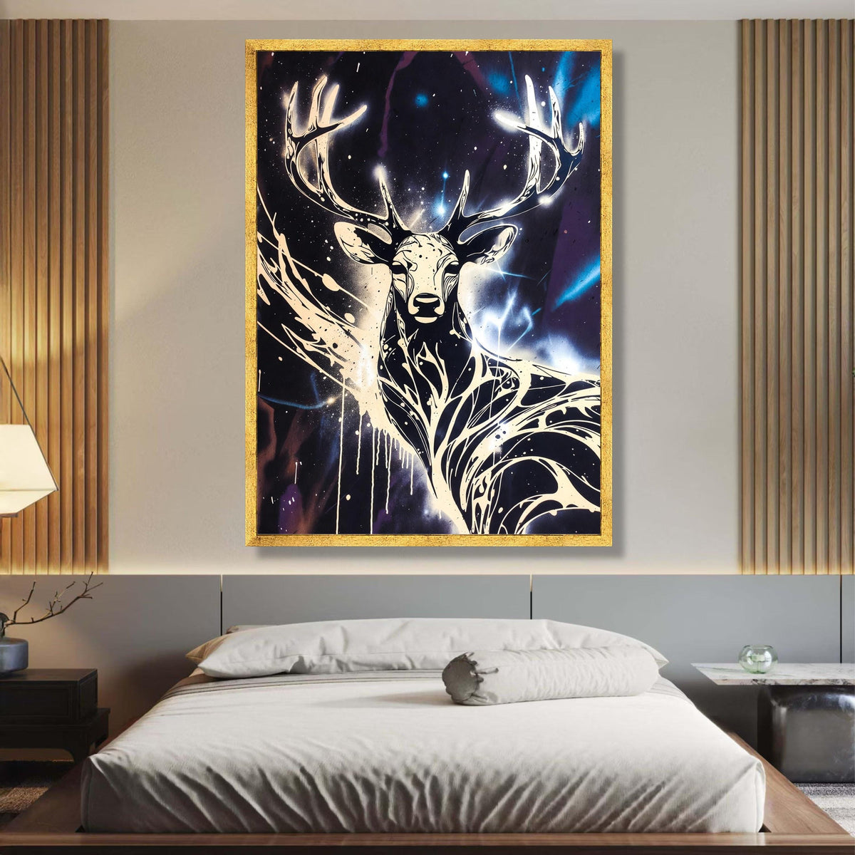 Majestic Deer Silhouette Canvas Wall Art, Abstract Antlers Design, Modern Wildlife Home Decor, wall decoration, canvas print, wall art