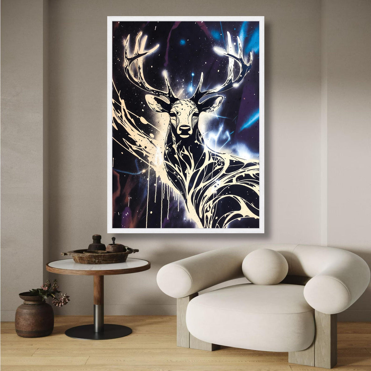 Majestic Deer Silhouette Canvas Wall Art, Abstract Antlers Design, Modern Wildlife Home Decor, wall decoration, canvas print, wall art