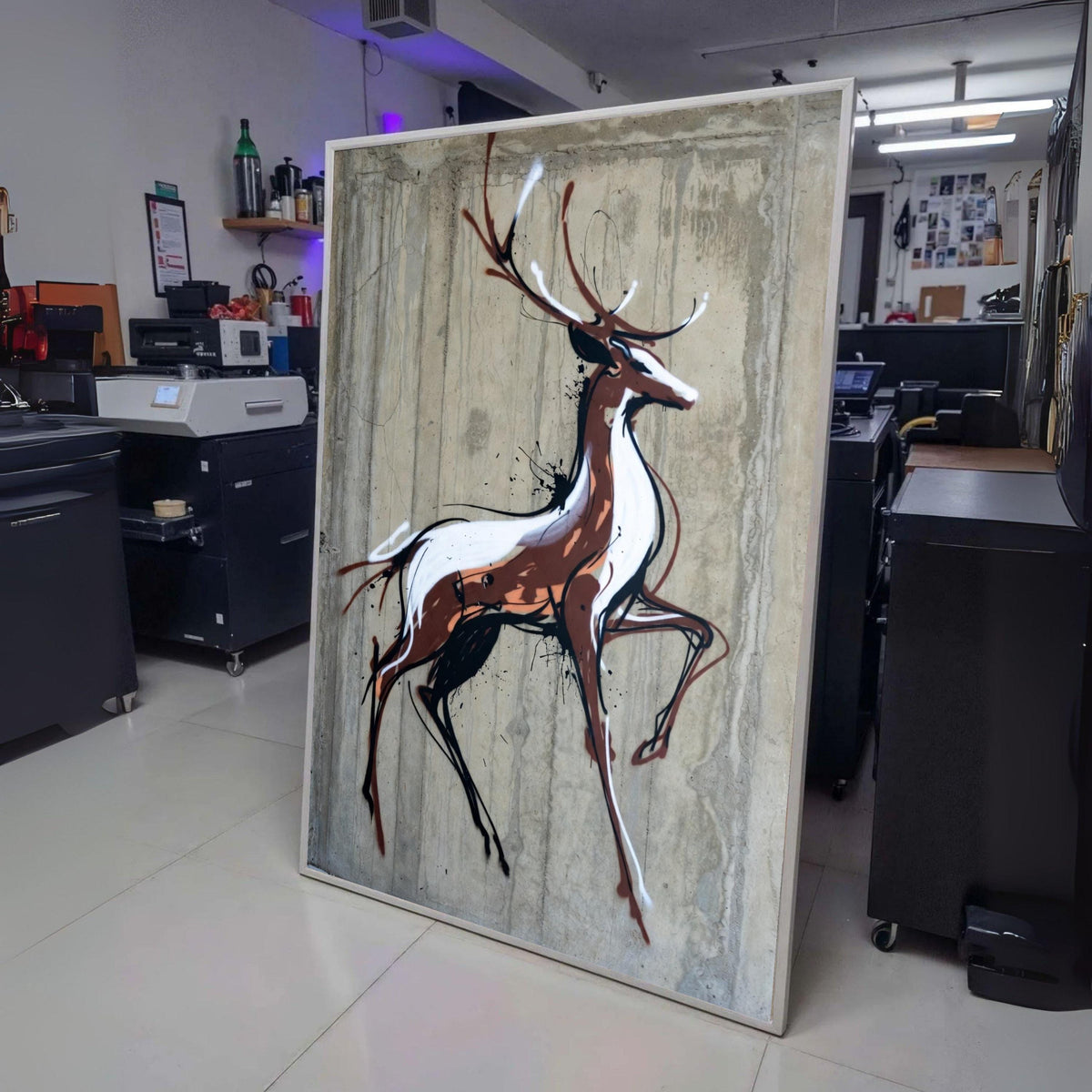 Abstract Stag Deer Canvas Wall Art, Modern Wildlife Painting, Urban Graffiti Style, Rustic Home wall decoration, canvas print, wall art