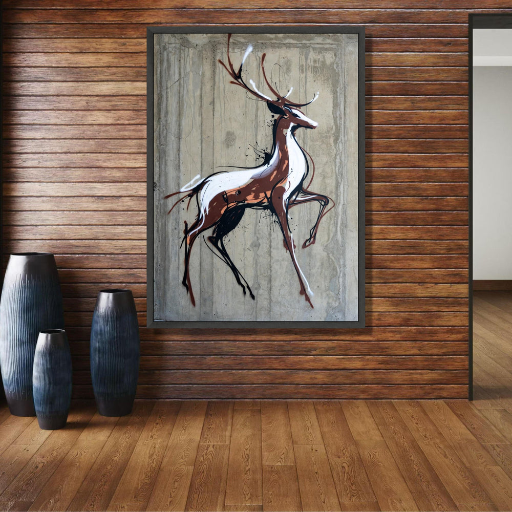 Abstract Stag Deer Canvas Wall Art, Modern Wildlife Painting, Urban Graffiti Style, Rustic Home wall decoration, canvas print, wall art