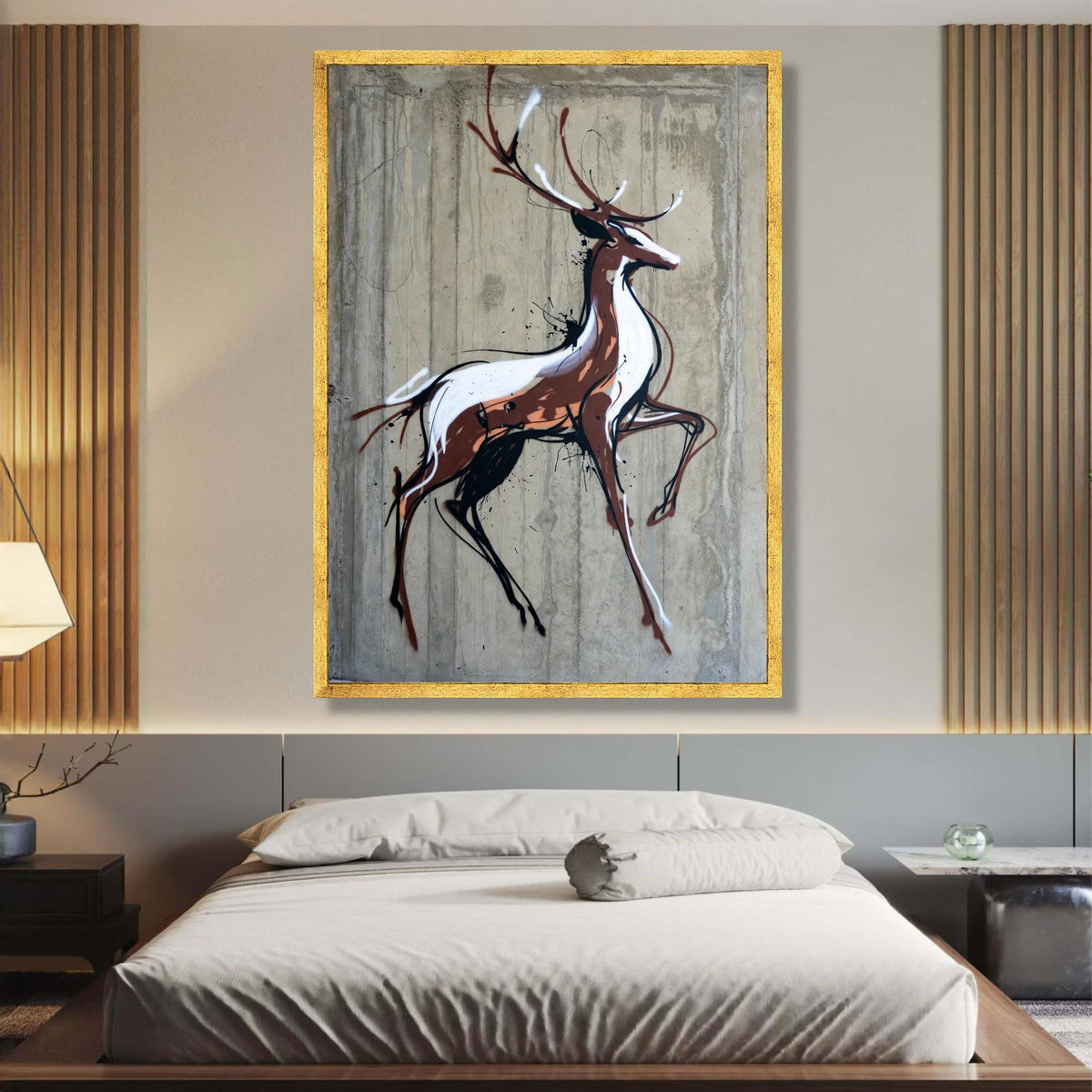 Abstract Stag Deer Canvas Wall Art, Modern Wildlife Painting, Urban Graffiti Style, Rustic Home wall decoration, canvas print, wall art