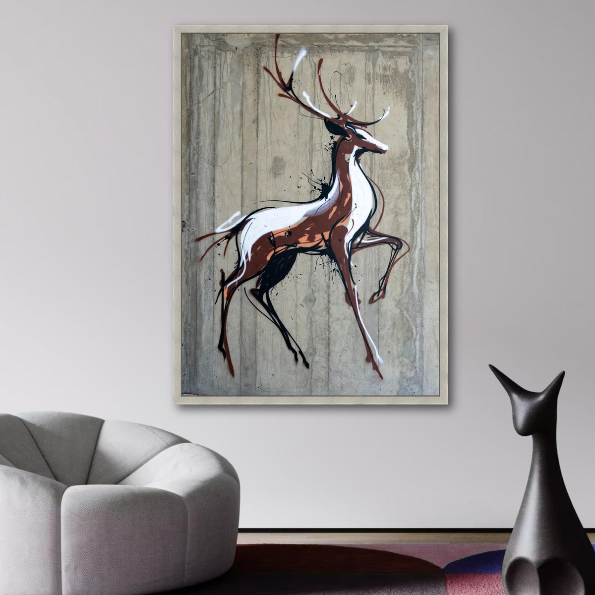 Abstract Stag Deer Canvas Wall Art, Modern Wildlife Painting, Urban Graffiti Style, Rustic Home wall decoration, canvas print, wall art
