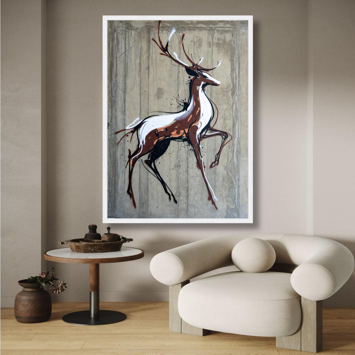 Abstract Stag Deer Canvas Wall Art, Modern Wildlife Painting, Urban Graffiti Style, Rustic Home wall decoration, canvas print, wall art