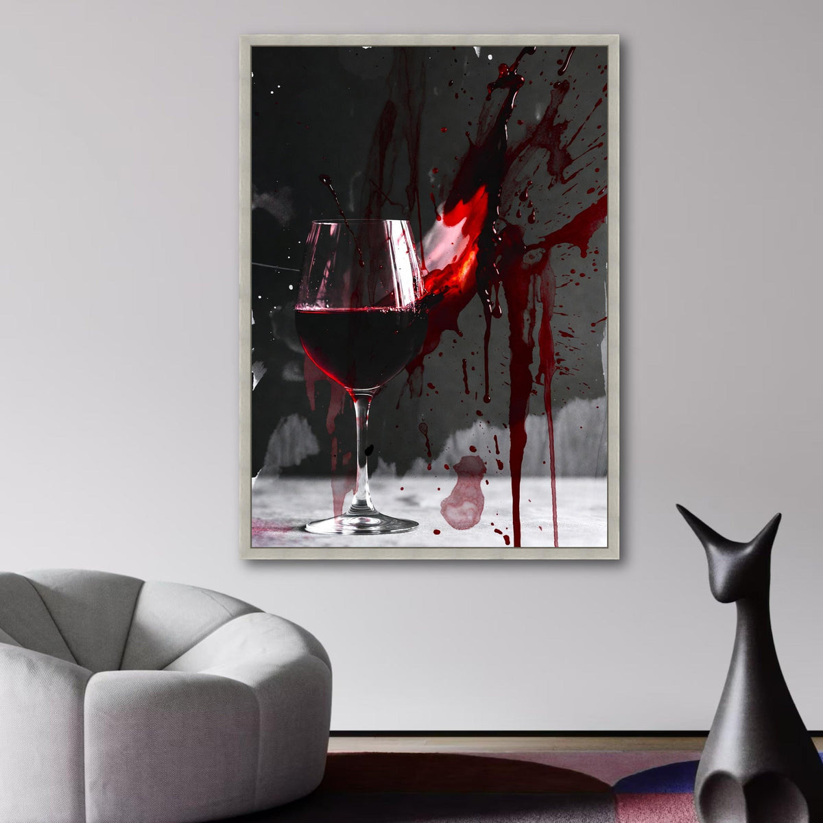 Red Wine Splash Canvas, Abstract Wine Glass Art, Modern Beverage Wall Decor, Dark Artistic Canvas, wall decoration, canvas print, wall art