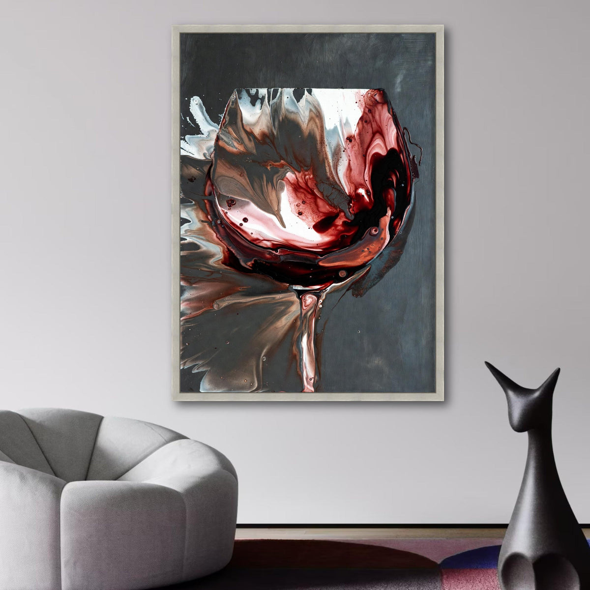 Abstract Red Wine Splash Canvas, Modern Fluid Art Wall Decoration, Vibrant Beverage Painting, wall decoration, canvas print, wall art