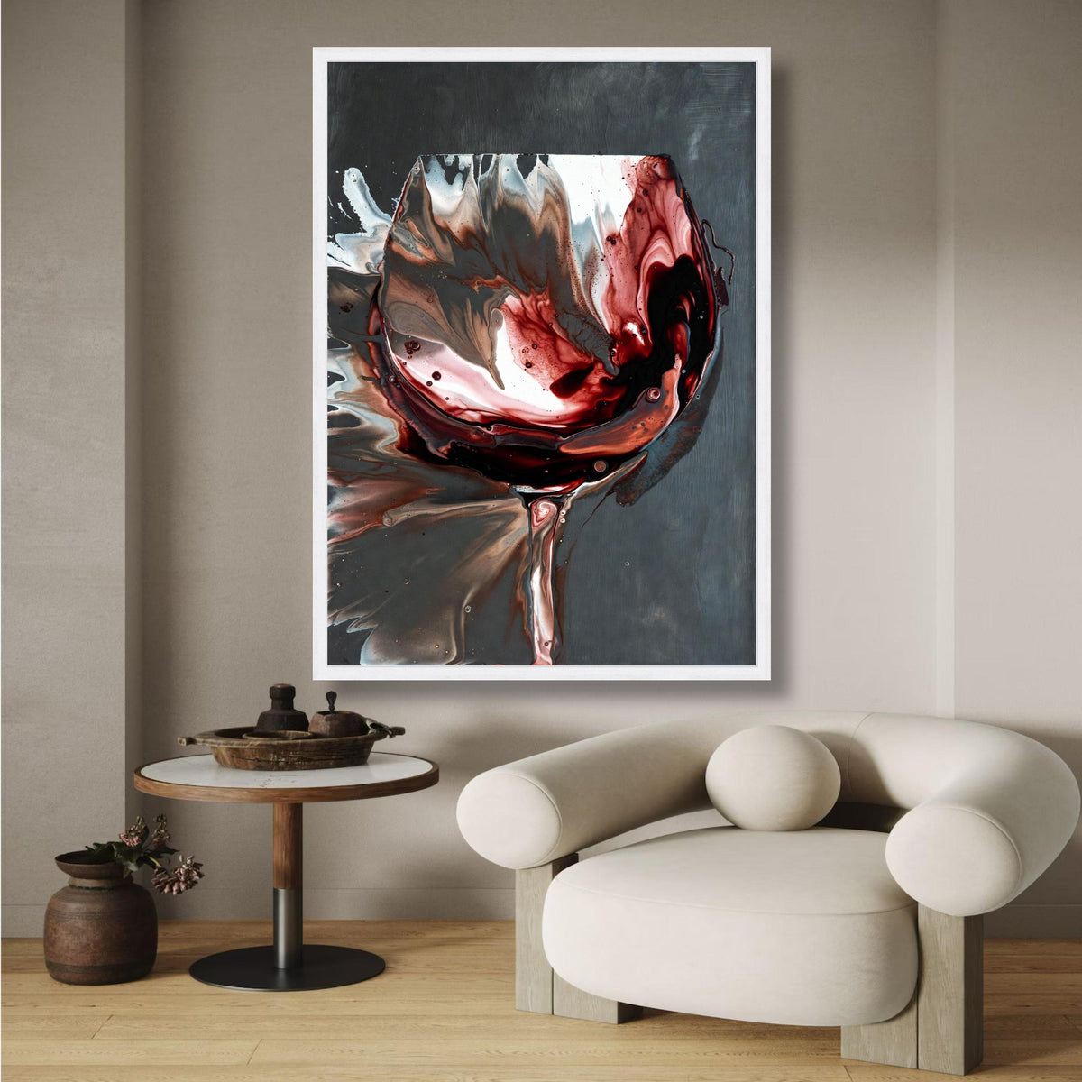 Abstract Red Wine Splash Canvas, Modern Fluid Art Wall Decoration, Vibrant Beverage Painting, wall decoration, canvas print, wall art