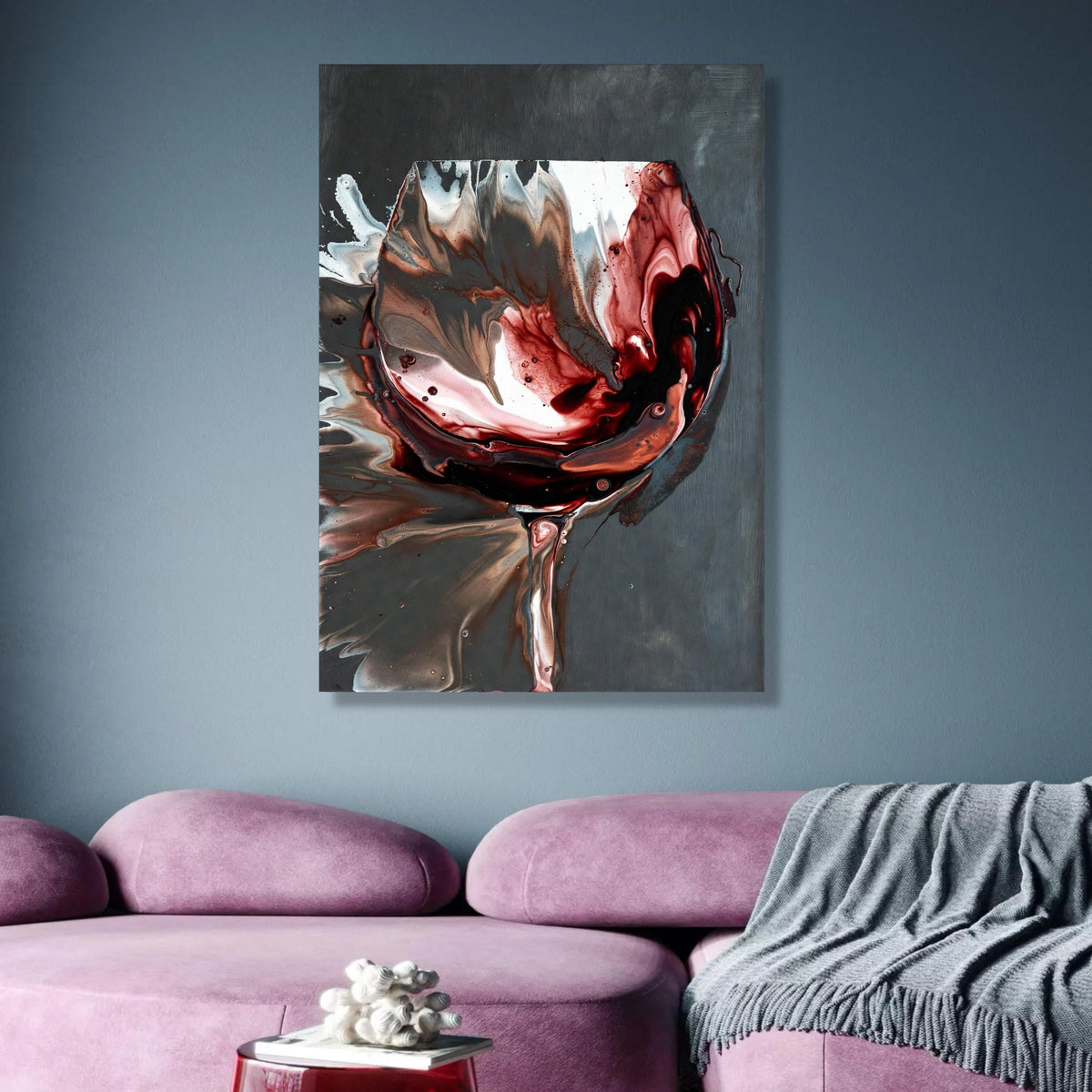 Abstract Red Wine Splash Canvas, Modern Fluid Art Wall Decoration, Vibrant Beverage Painting, wall decoration, canvas print, wall art