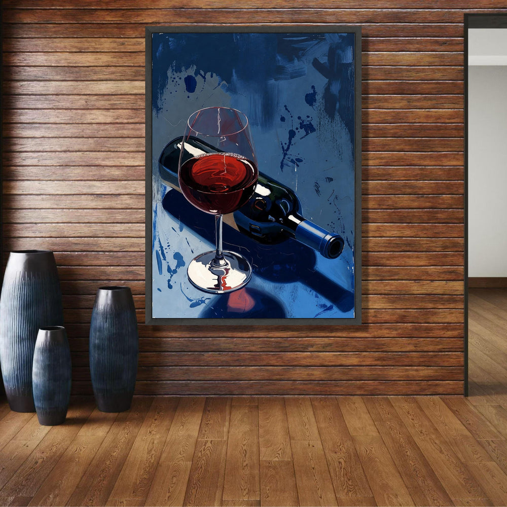 Red Wine Glass and Bottle Canvas, Elegant Beverage Wall Art, Modern Kitchen Decor, Wine Lover Gift, wall decoration, canvas print, wall art