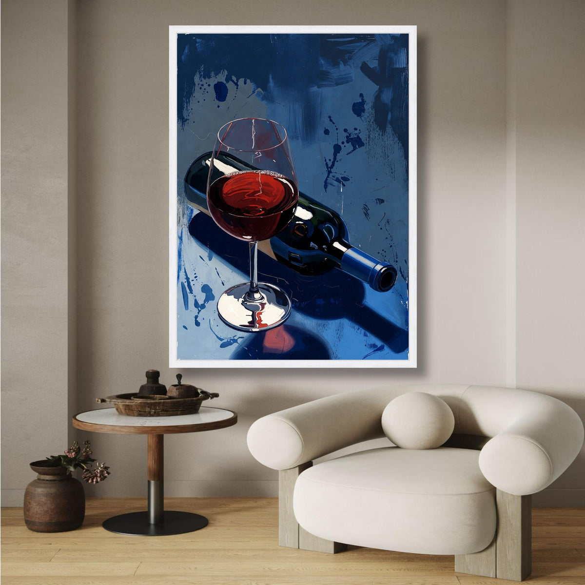 Red Wine Glass and Bottle Canvas, Elegant Beverage Wall Art, Modern Kitchen Decor, Wine Lover Gift, wall decoration, canvas print, wall art