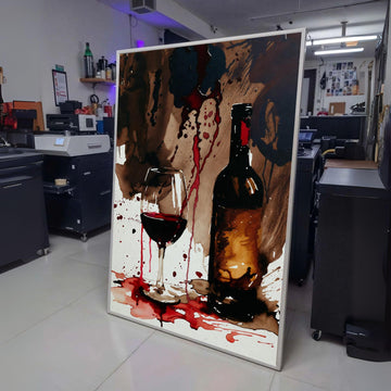 Red Wine Splash Abstract, Wine Glass and Bottle Canvas, Modern Beverage Art, Bar Decor Wall Art, wall decoration, canvas print, wall art