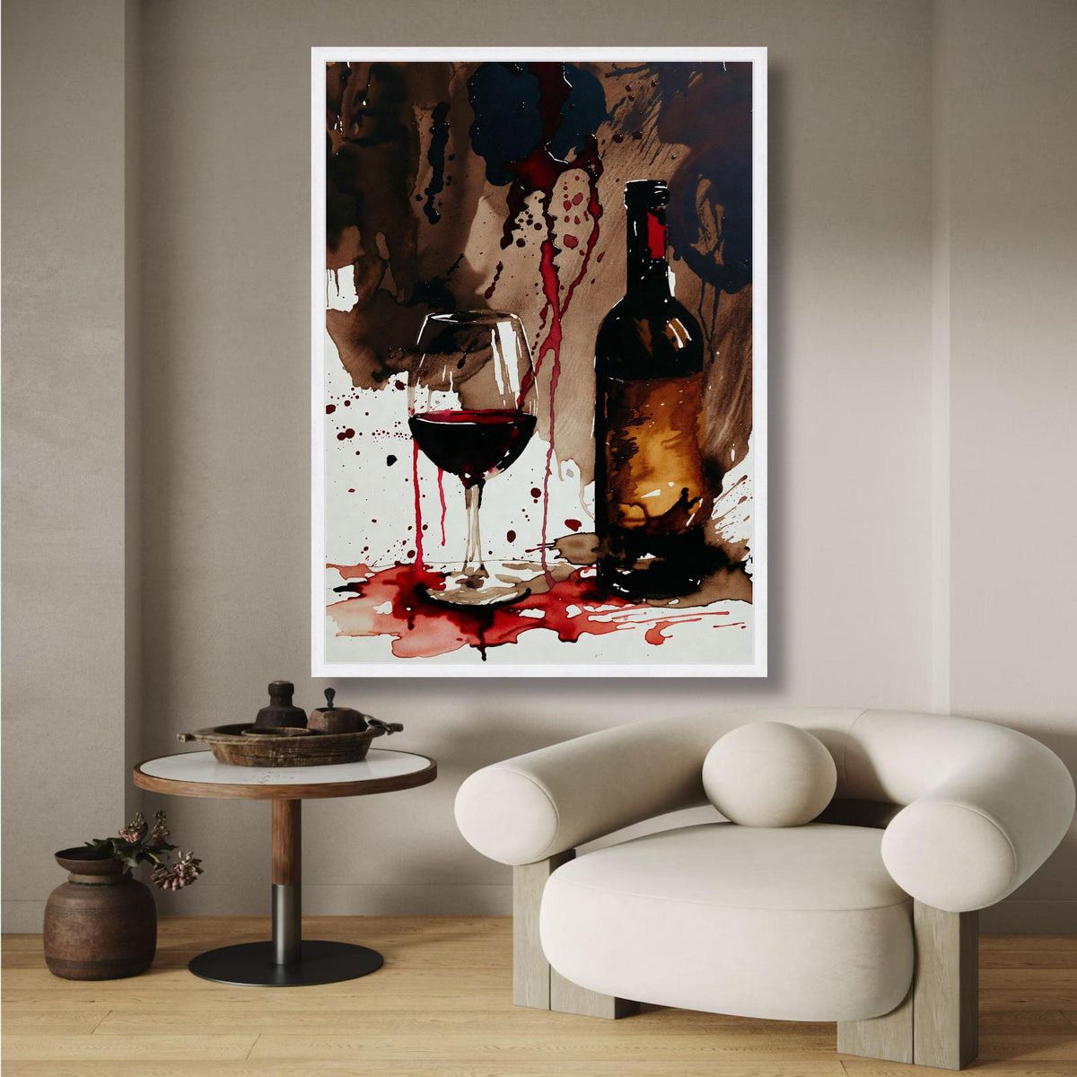 Red Wine Splash Abstract, Wine Glass and Bottle Canvas, Modern Beverage Art, Bar Decor Wall Art, wall decoration, canvas print, wall art