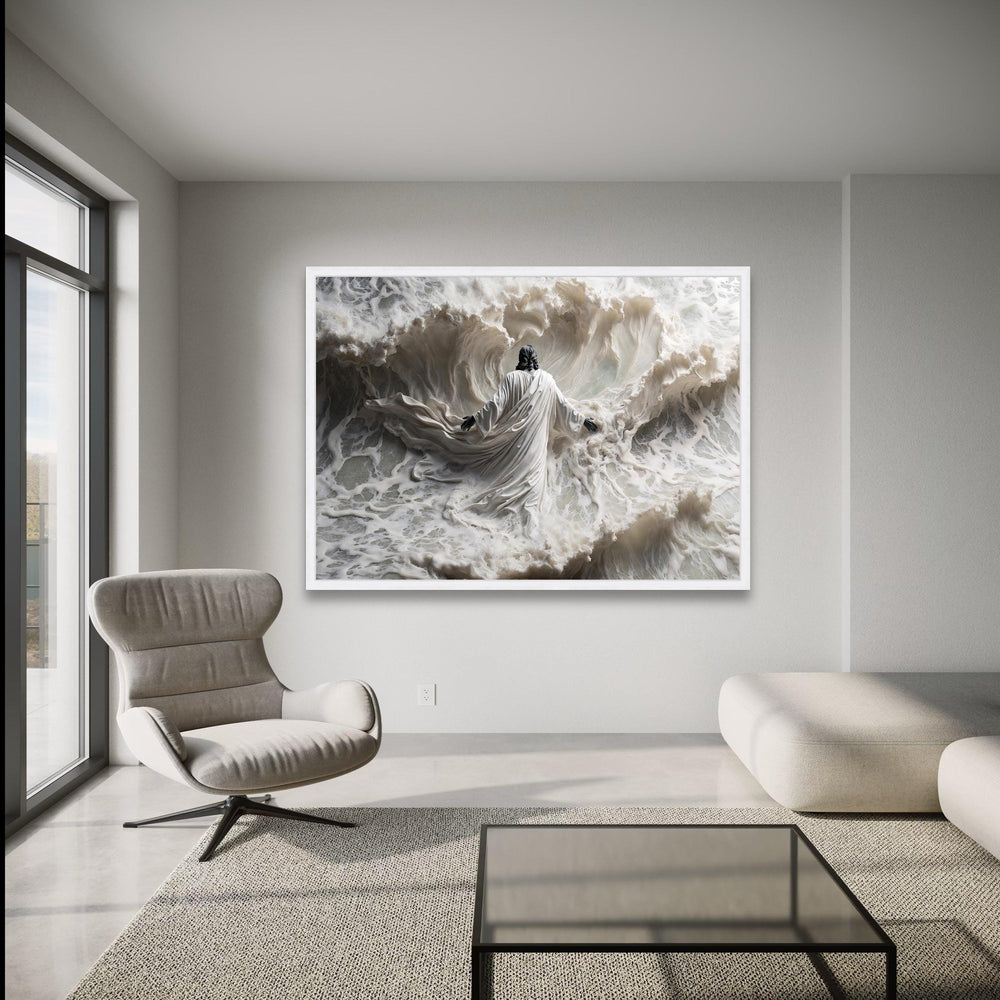 Spiritual Jesus Walking on Water Canvas, Religious Faith Wall Art, Christian Home Decor, wall decoration, canvas print, wall art