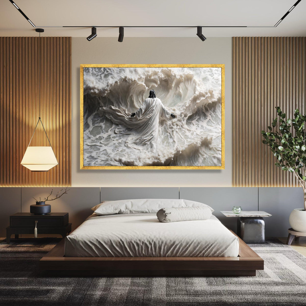 Spiritual Jesus Walking on Water Canvas, Religious Faith Wall Art, Christian Home Decor, wall decoration, canvas print, wall art