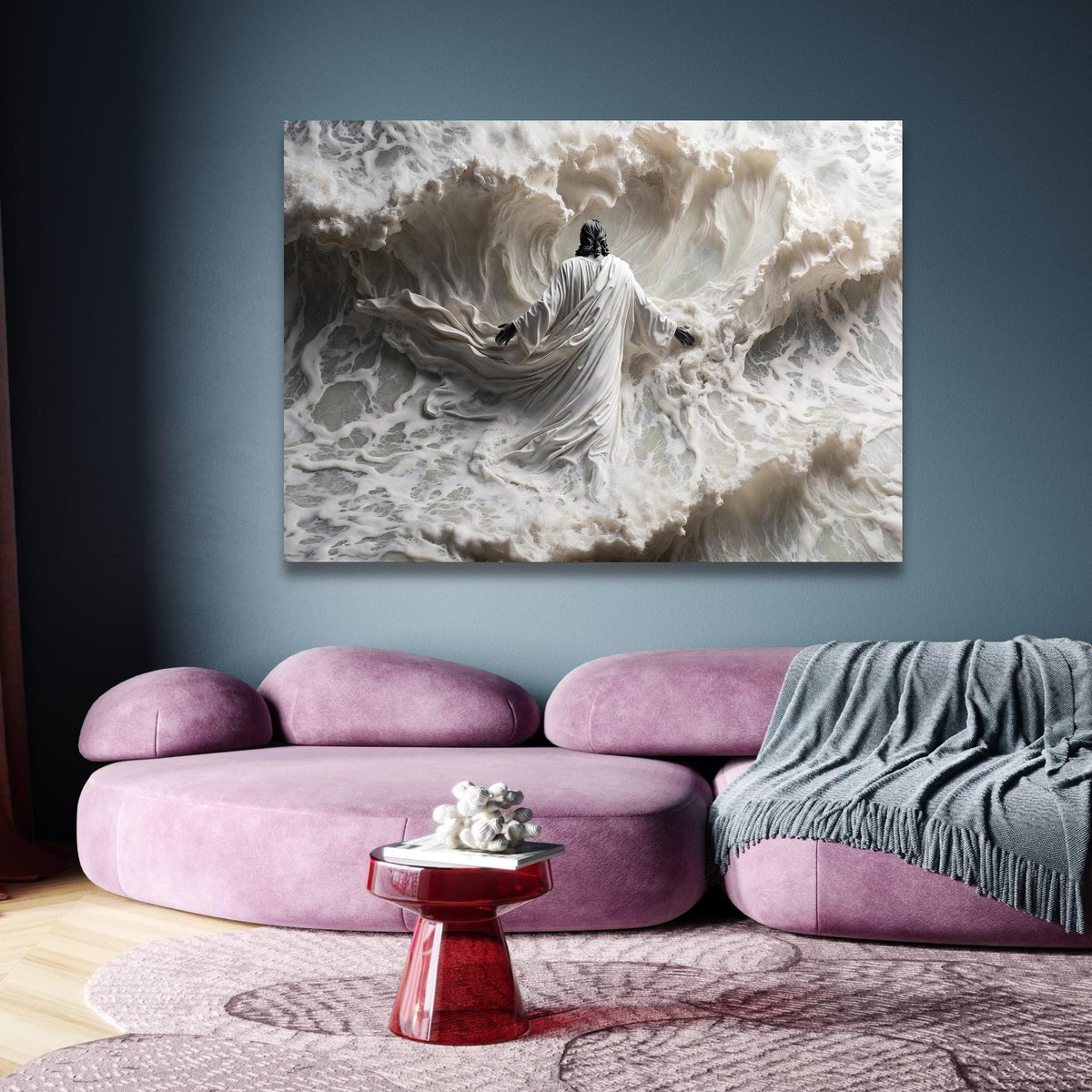 Spiritual Jesus Walking on Water Canvas, Religious Faith Wall Art, Christian Home Decor, wall decoration, canvas print, wall art