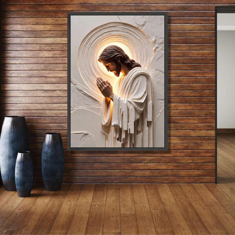 Praying Jesus Canvas Wall Art, Religious Christian Decor, Spiritual Faith Canvas, Inspirational wall decoration, canvas print, wall art