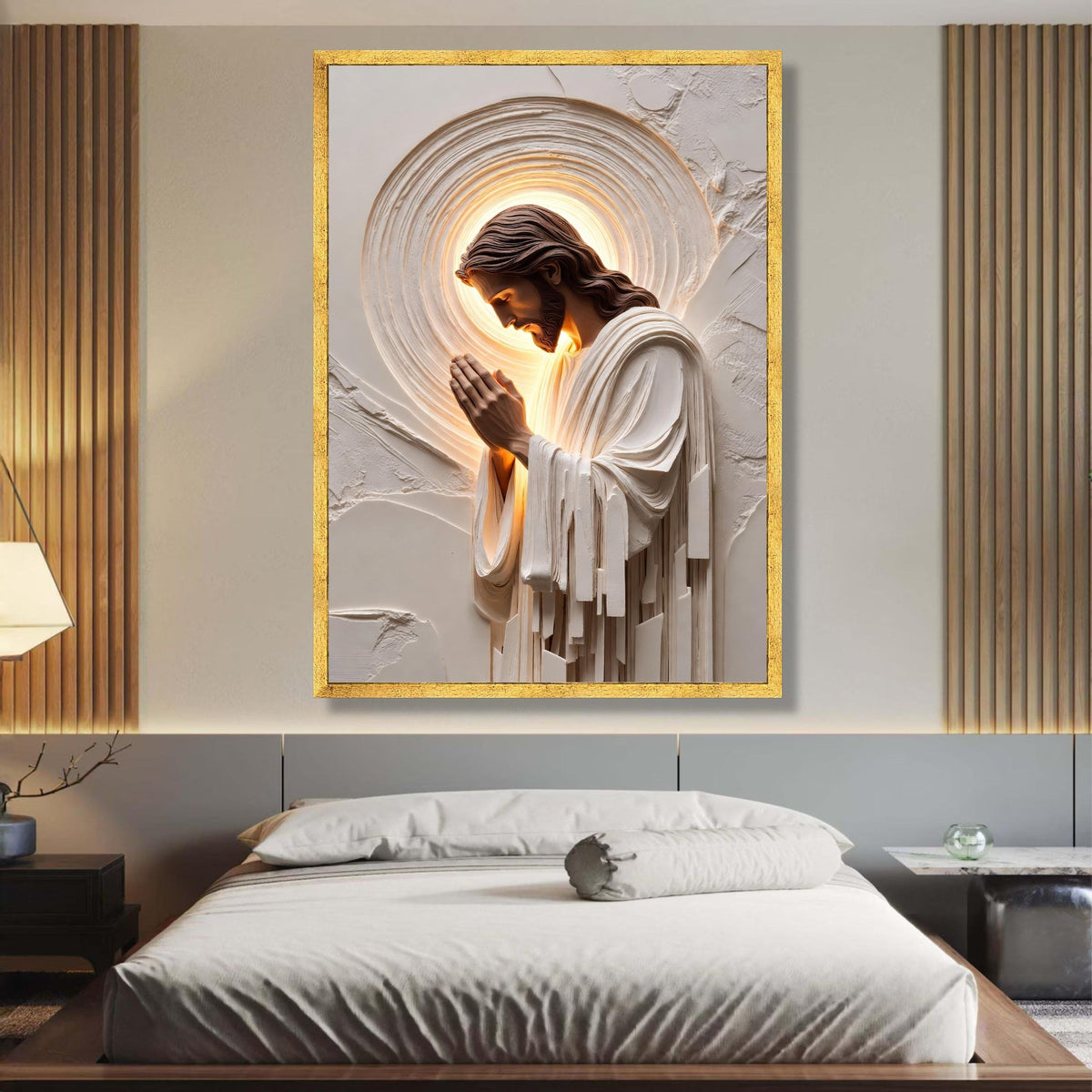 Praying Jesus Canvas Wall Art, Religious Christian Decor, Spiritual Faith Canvas, Inspirational wall decoration, canvas print, wall art