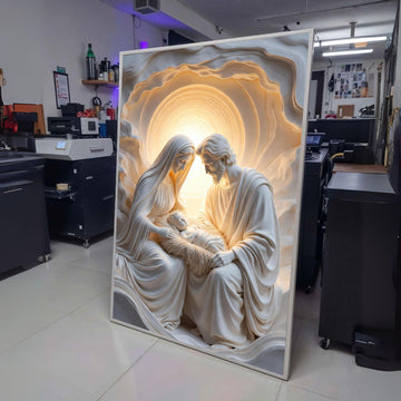 Nativity Scene Canvas Wall Art, Holy Family Sculpture Canvas, Religious Christmas Canvas, Spiritual wall decoration, canvas print, wall art