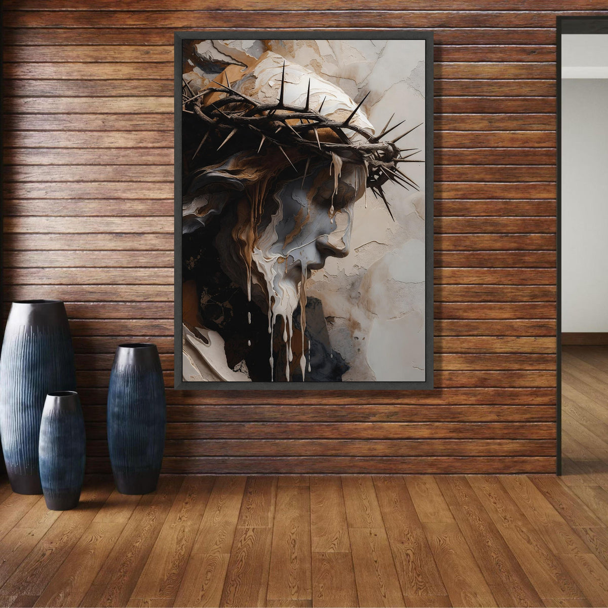 Abstract Jesus Christ Canvas, Crown of Thorns Art, Religious Wall Decor, Spiritual Canvas Painting, wall decoration, canvas print, wall art