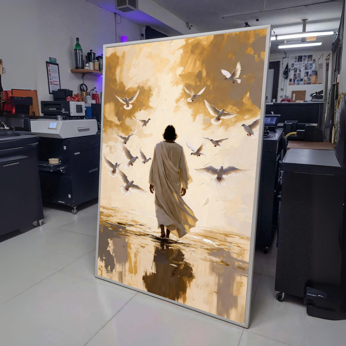 Spiritual Walk with Doves Canvas, Inspirational Religious Art, Peaceful Faith Wall Decor, Christian wall decoration, canvas print, wall art